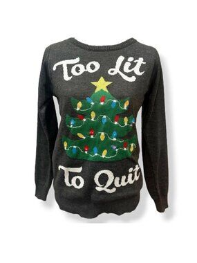 Tipsy Elves Light-Up “Too Lit To Quit” Christmas Sweater sz S